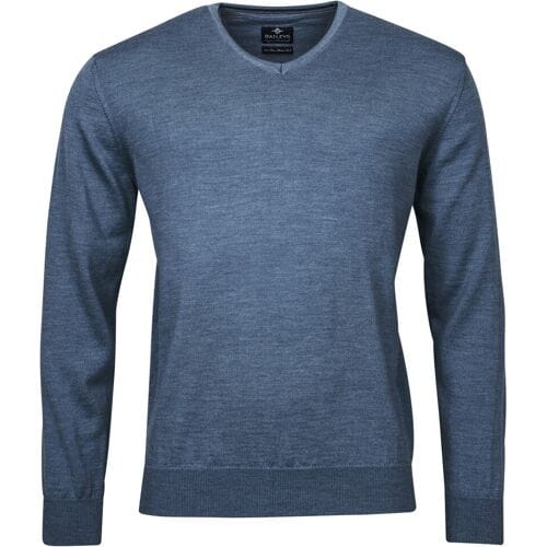 Baileys Trui Uni Merino V-Neck Single Knit Denim Blue / male