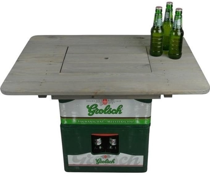 Bierkrat tafel - 57x78 cm - hout - grey wash - statafel voor kratjes