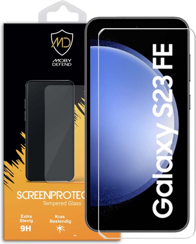 MobyDefend Screenprotector - Geschikt voor Samsung Galaxy S23 FE - Case-Friendly Screensaver - Gehard Glas