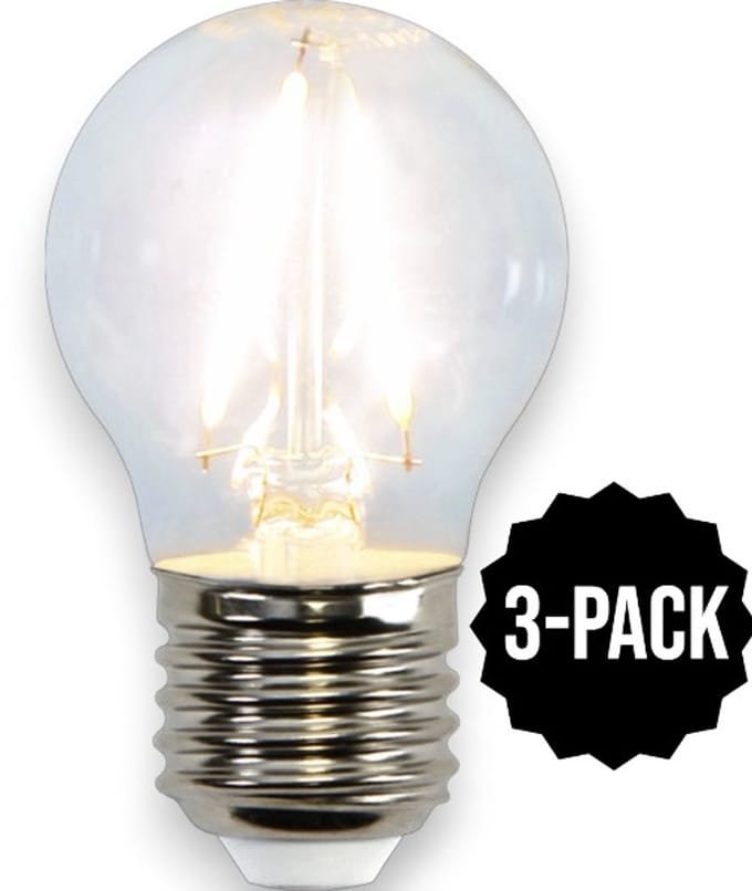 3-Pack | Kogellamp met helder filament - E27 - 2W - Extra Warm Wit - 2700K