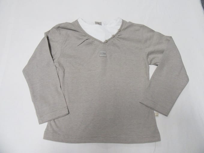 noukie's , meisje , t- shirt lange mouw , wit /bruin  streepje , 6 jaar 116
