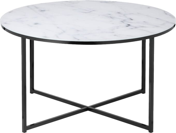 Salontafel Yasmin Wit - Zwart - Metaal - Rond - 80x80cm - Hoogte 45 cm