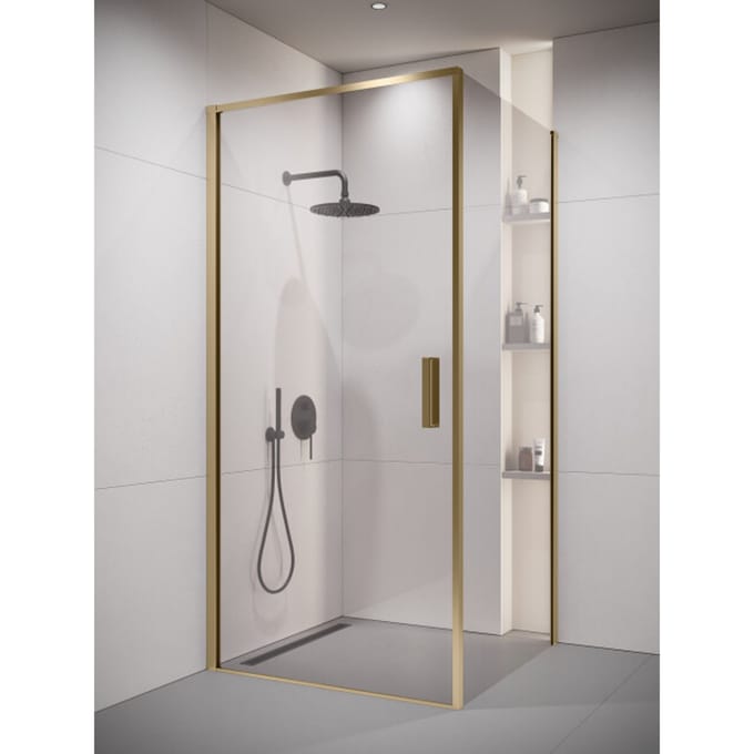 Badplaats Douchecabine Alava 80 x 80 x 190 cm – Goud – Douchewand met Draaideur