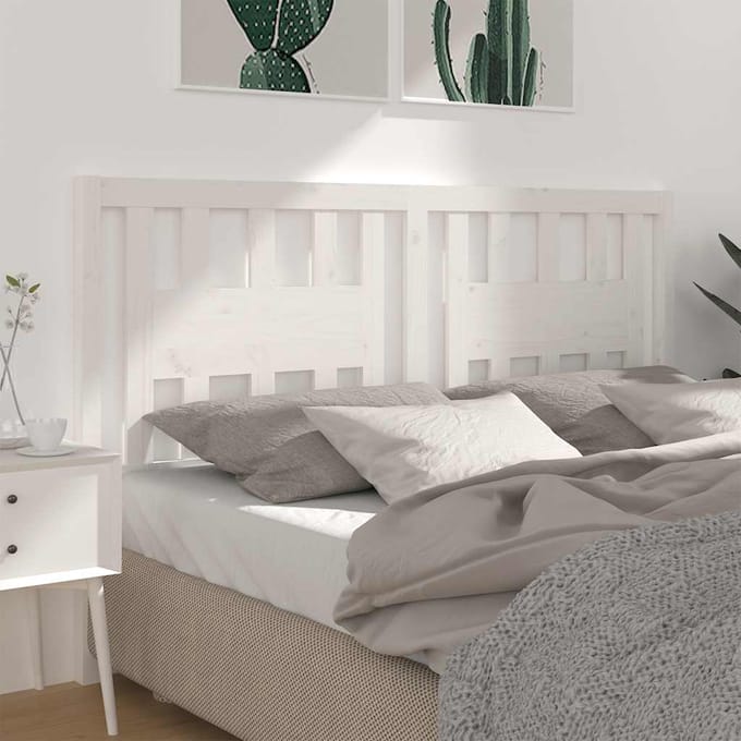 vidaXL - Hoofdbord - 146x4x100 - cm - massief - grenenhout - wit