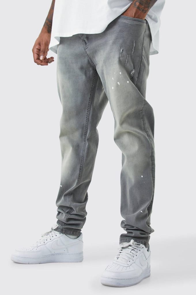 Plus Skinny Stretch Gestapelde Getinte Jeans | Grey | Size 42