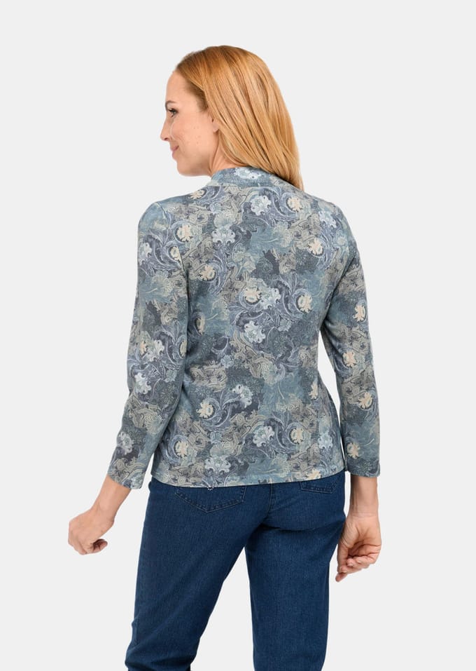 Gedessineerde pullover - rookblauw / gedess. - Gr. 20 van Goldner Fashion