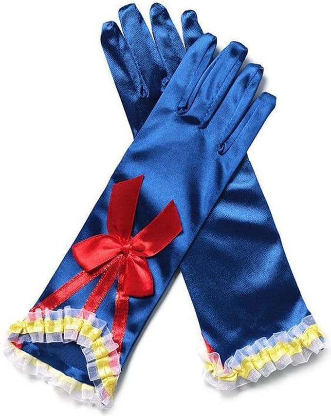 Prinsessendroom Sneeuwwit handschoenen - Donkerblauw met strik en parel - One size