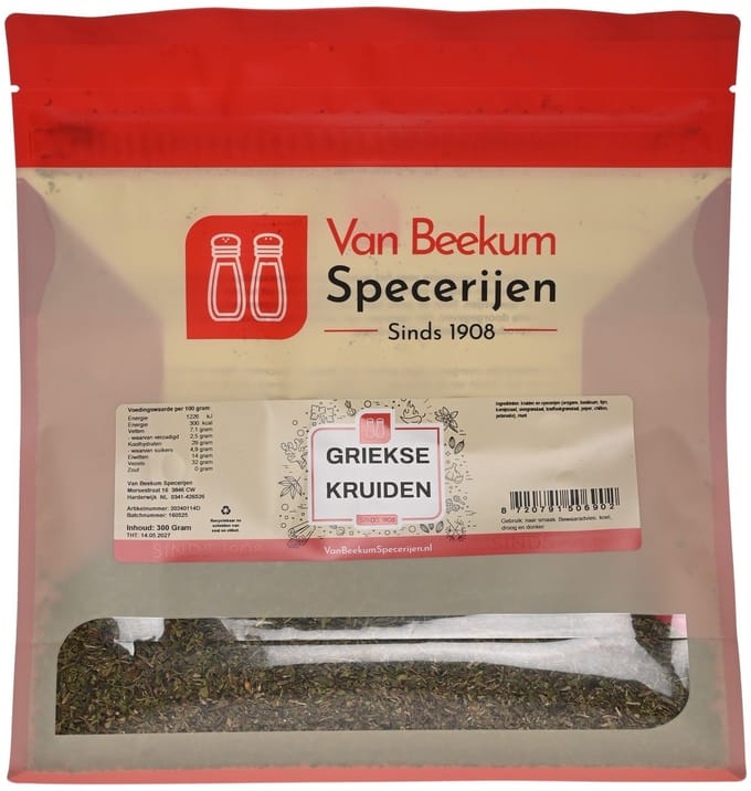 Van Beekum Specerijen - Griekse Kruiden - 300 Gram (hersluitbare stazak)