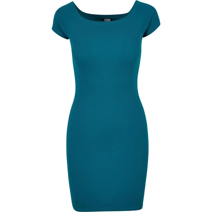 Urban Classics - Off Shoulder Rib Kokerjurk - 4XL - Blauw