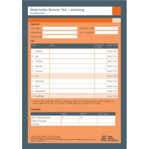 Nederlandse Benoem Test - Screening (Nbt - Screening) - Scoreformulieren - Eline Alons