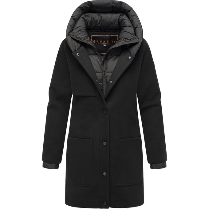 Navahoo Flauschwunder dames wintermantel met afneembare kraag
