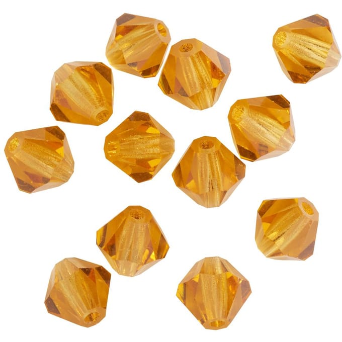 Glas geslepen glitterkralen, 6 mm - Topaz