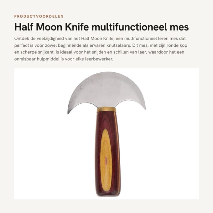 Dailygoods- Mes multifunctioneel - Ronde Kop - Scherp Staal - Leerbewerking - Handzaam - Elastische Riem 68 cm