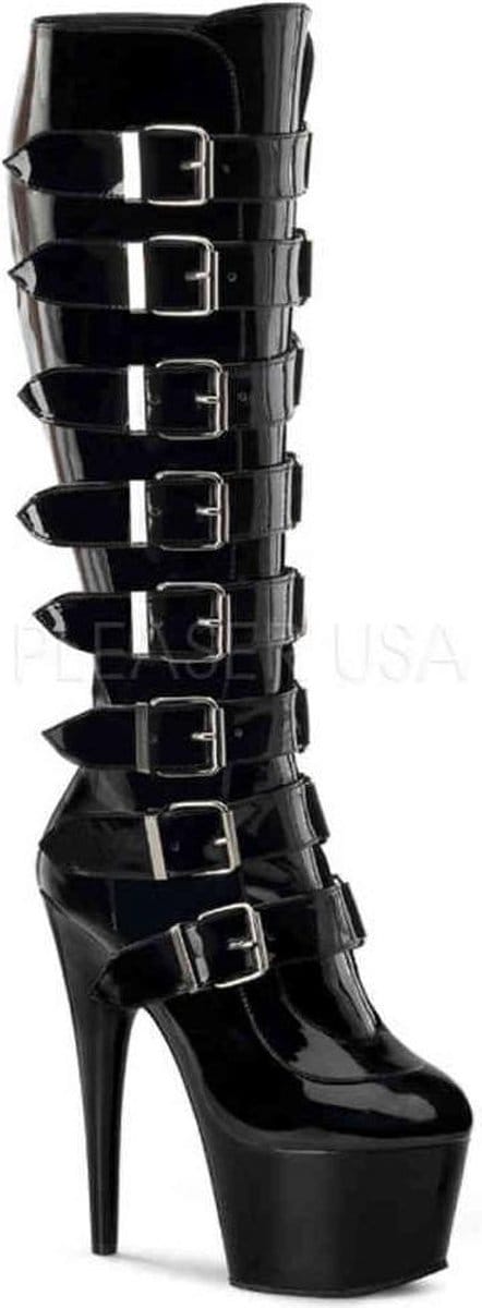 EU 36 = US 6 | ADORE-2043 | 7 Heel, 2 3/4 PF Knee Boot with Buckles, Side Zip