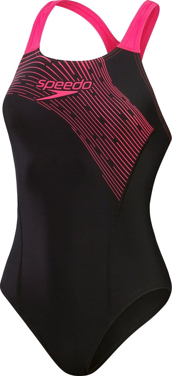 Speedo Medley Logo 1 Piece Dames Sportbadpak - Zwart/Roze