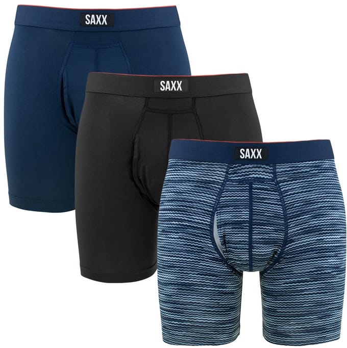 SAXX heren multi sport mesh 3P microfiber boxers print blauw