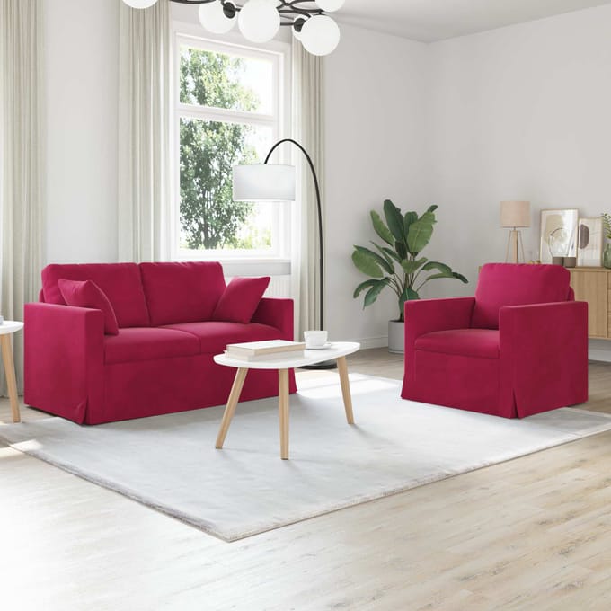 vidaXL Bankstel 2 pcs Wijnrood 138 x 78 x 80 cm Fluweel