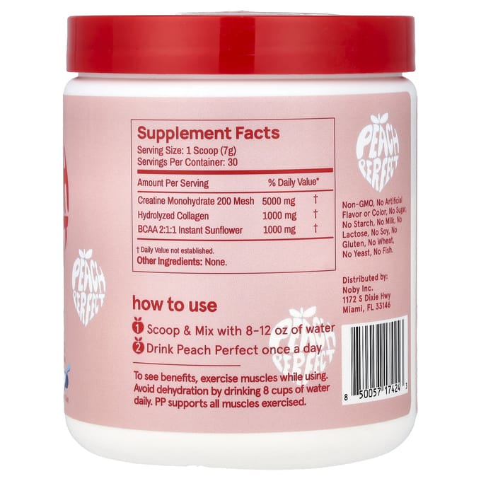 Perzik Perfect, Creatine, Ongezoet, 7,4 oz