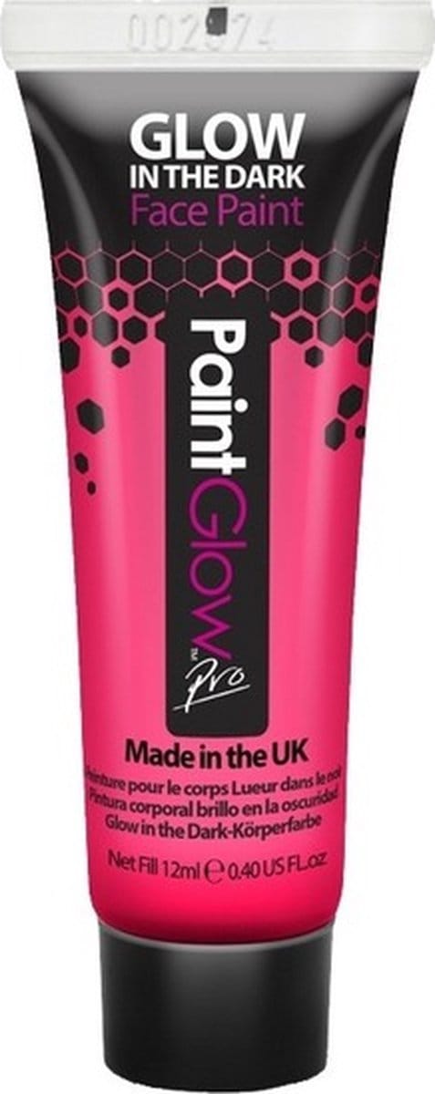 PaintGlow Face/Body paint - neon roze/glow in the dark - 10 ml - schmink/make-up - waterbasis