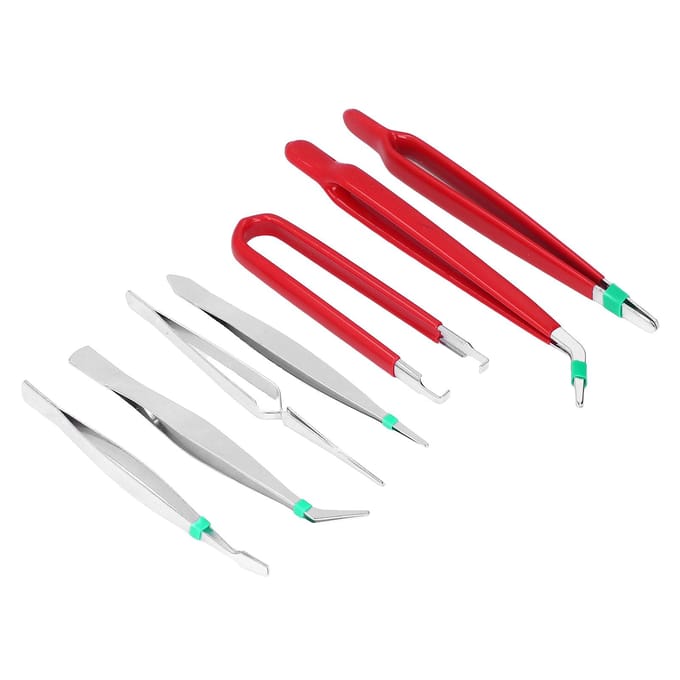 7 Pièces Pince à Épiler Antistatique Multi-Usage Outil à Main Ensemble Kit pour Maintenance Réparation red