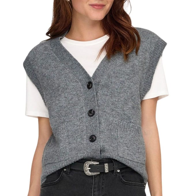JDY - JDYSUPER S/L V-NECK VEST KNT Dames Trui