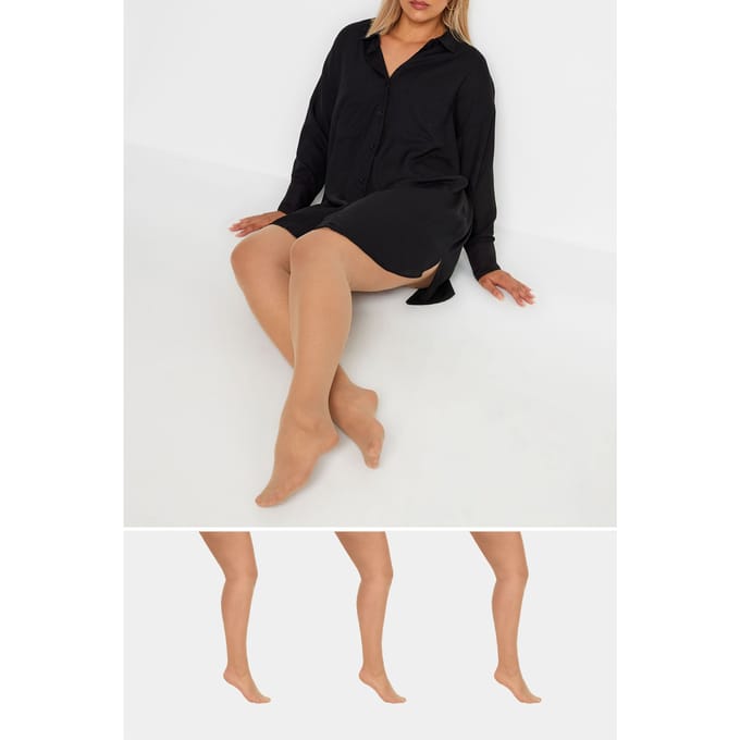 Yours Set Van Drie Paar Ladderbestendige Panty's Van 20 Denier In Naturalsize 44-48