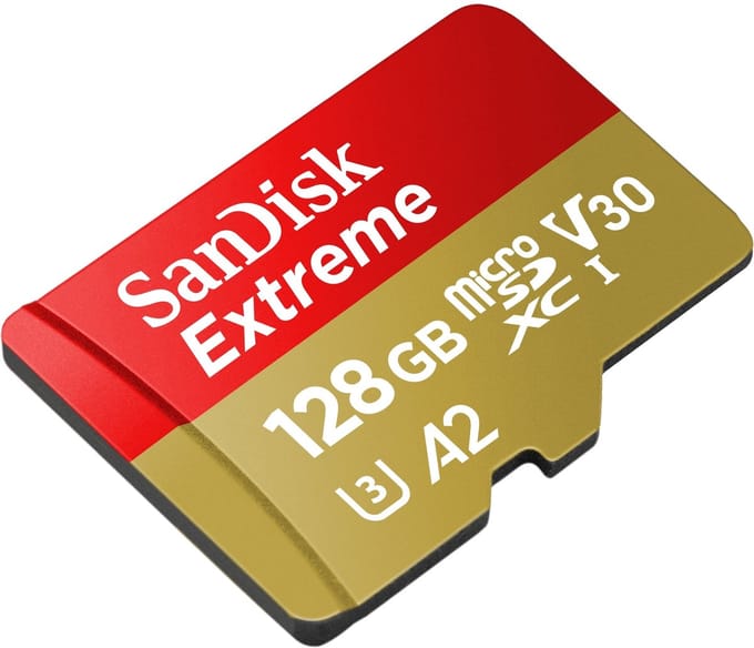 SanDisk Extreme microSDXC-kaart 128 GB Class 10, UHS-I, v30 Video Speed Class Schokbestendig, Waterdicht