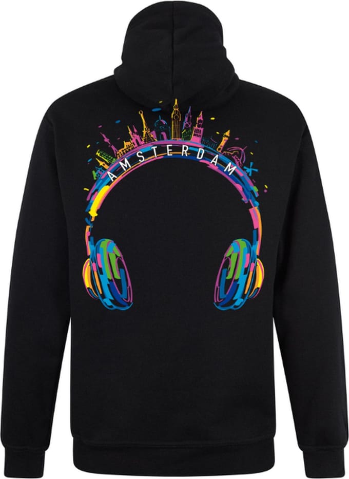 Zwarte Neon Sweater Trui Headphone Houses M