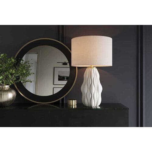 Tafellamp wit keramiek goud accent witte kap