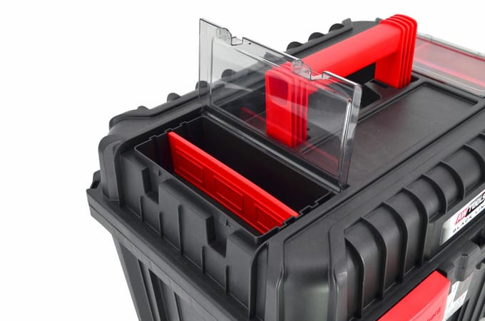 AWTOOLS - Heavy Gereedschapskoffer - Versterkte Polymeerconstructie - Uitneembare Tafel - Transparante Organizers