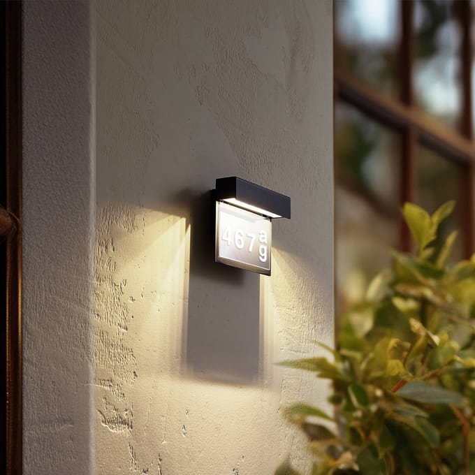 Lindby LED-huisnummerlamp Antal, antraciet, aluminium