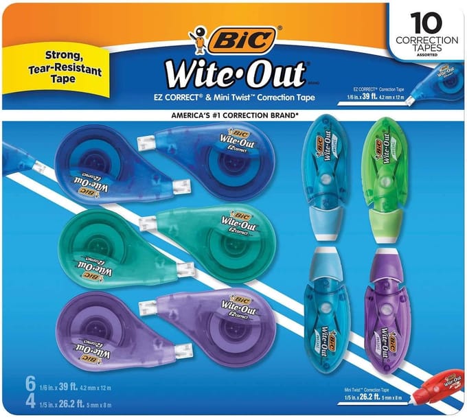 Correctietapes Set - 10 Stuks EZ Correct en Mini Twist - Droog Oplossen Zonder Vlekken