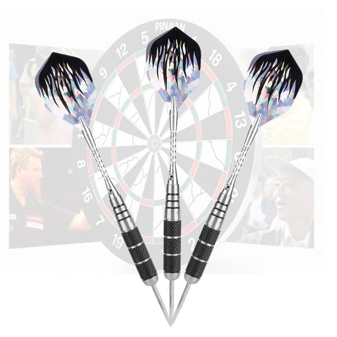3 Stuks 153mm Professionele Roestvrijstalen Punt Target Werppijlen Set Met 6 Stuks Flights gray