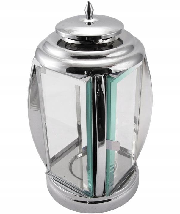 Zware roestvrijstalen graflantaarn met dik glas - modern design