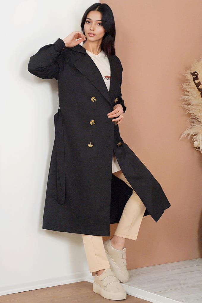 Dubbelgeknoopt Lange Trenchcoat