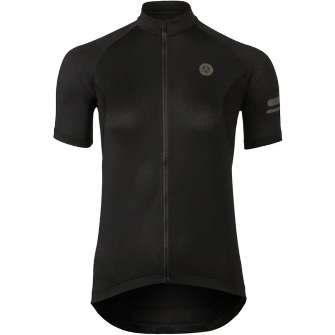 agu Core Fietsshirt Dames Korte Mouwen - Zwart - Drie achterzakken - YKK-rits over de hele lengte - Sneldrogend interlock