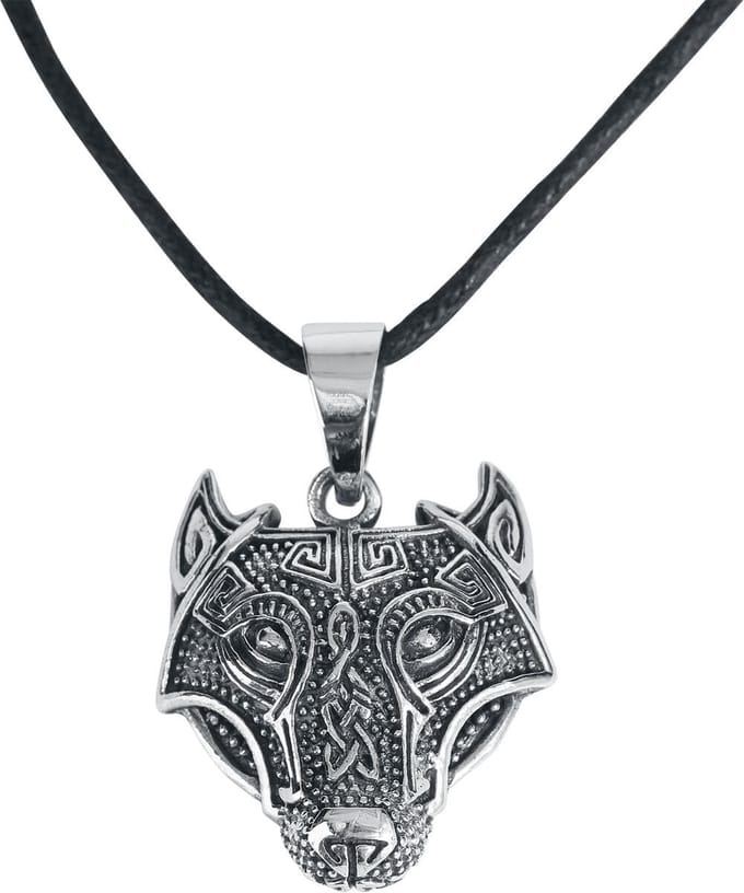 etNox Keltische wolf Halsketting zwart-zilverkleurig