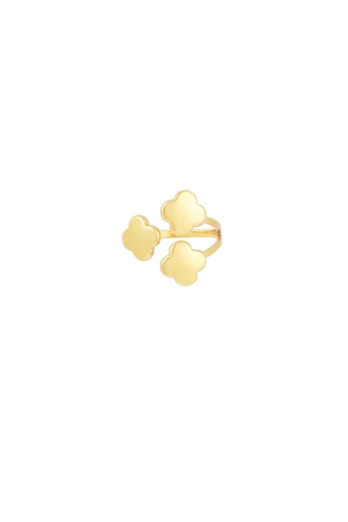 Ring triple klaver - goud - one size - stainless steel