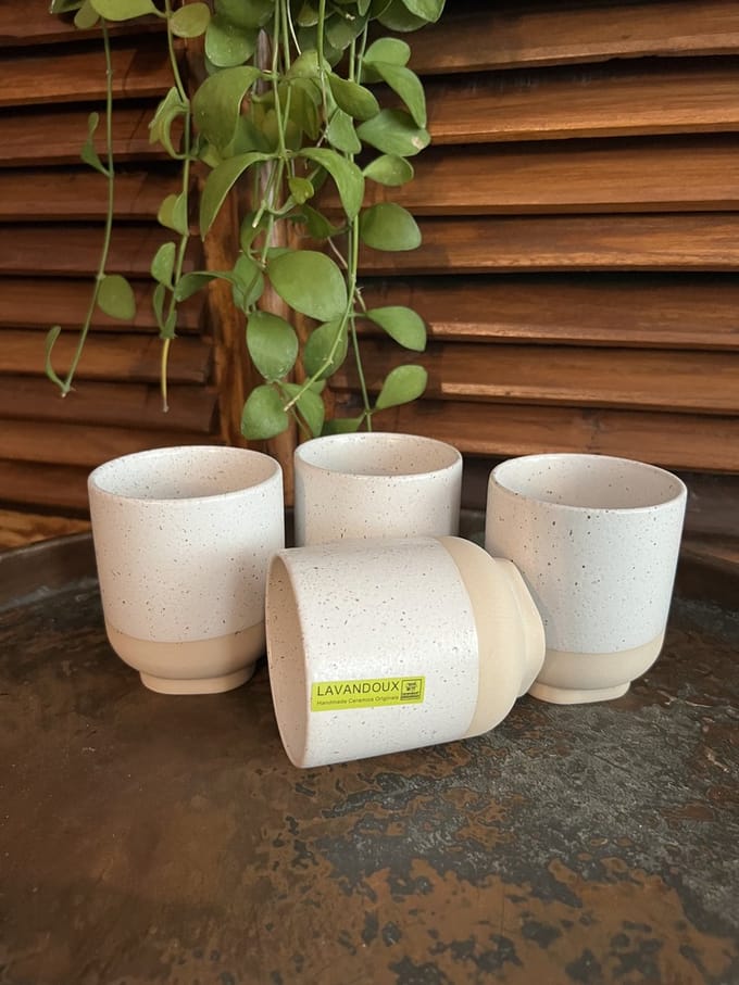 Lavandoux koffiebekers Wit - cappuccino beker - set 4 stuks
