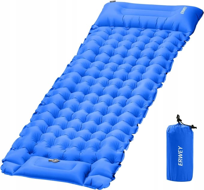 Zelfopblazende Kampeer-/Slaapmat 200x70x10cm met Kussen - Ultralicht
