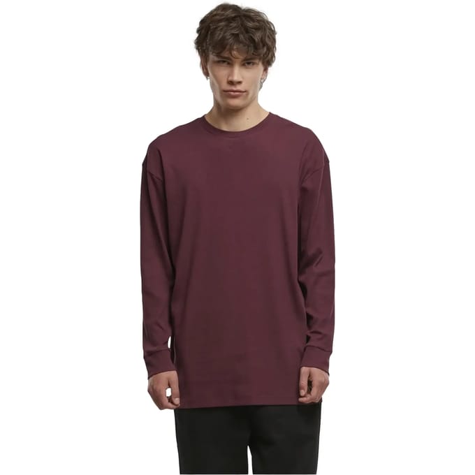 Urban Classics - Organic Boxy Rib Longsleeve shirt - S - Rood