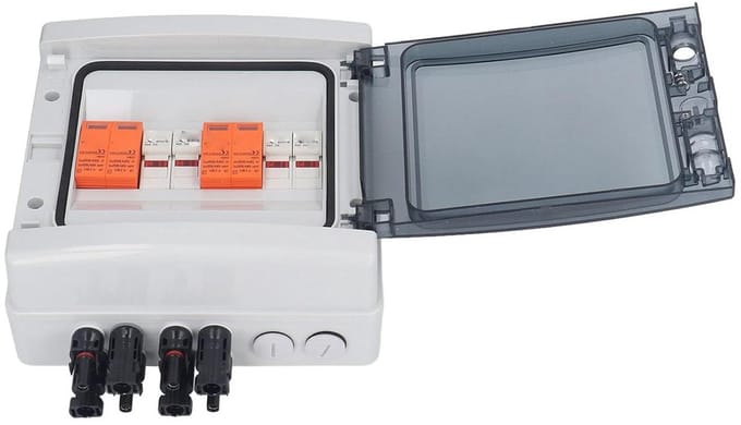 Solar Combiner Box - PV Verdeelkast - Zonne-energie Beheer - Overspanningsbeveiliging - 4 Strings - Grijs
