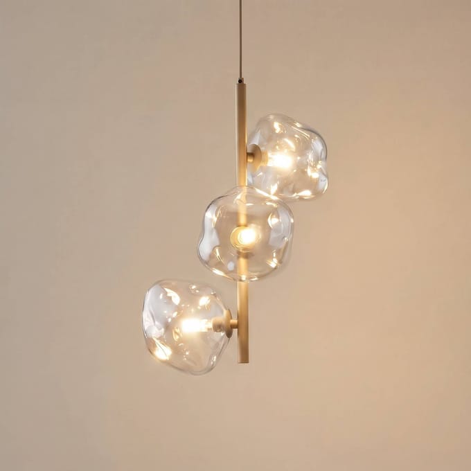 TK Lighting Hanglamp Lava, 3-lamps, Ø 29 cm, zand/cognac, G9