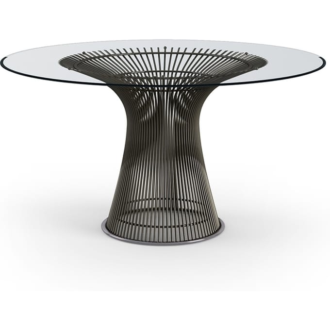Knoll International - Platner Eettafel - Kristalglas - metallic bronze lak - transparant