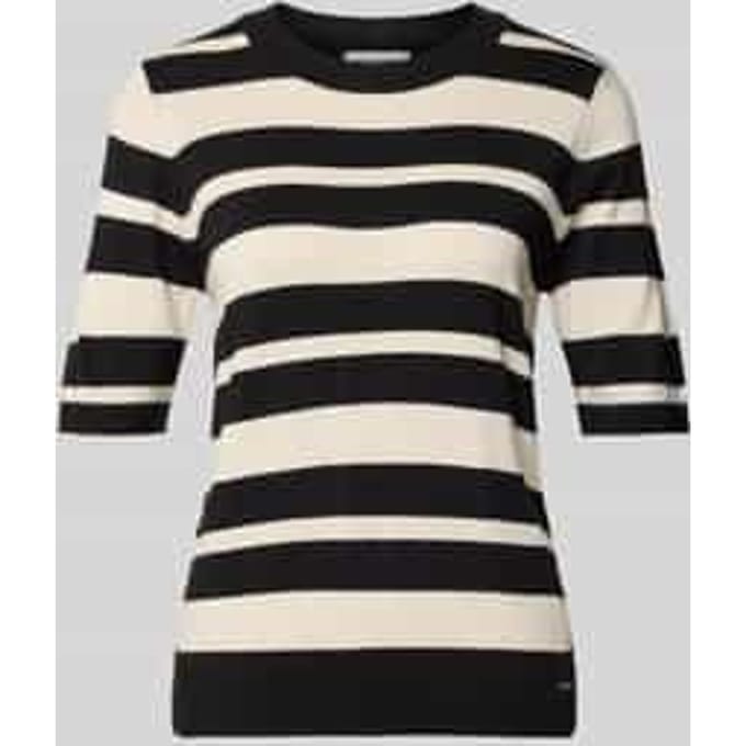 Gebreid shirt met Ronde hals en Labeldetail