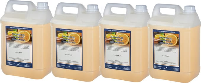 Claudius Douchegel Sweet Orange & Cedarwood 5 liter - set van 4 stuks - Showergel