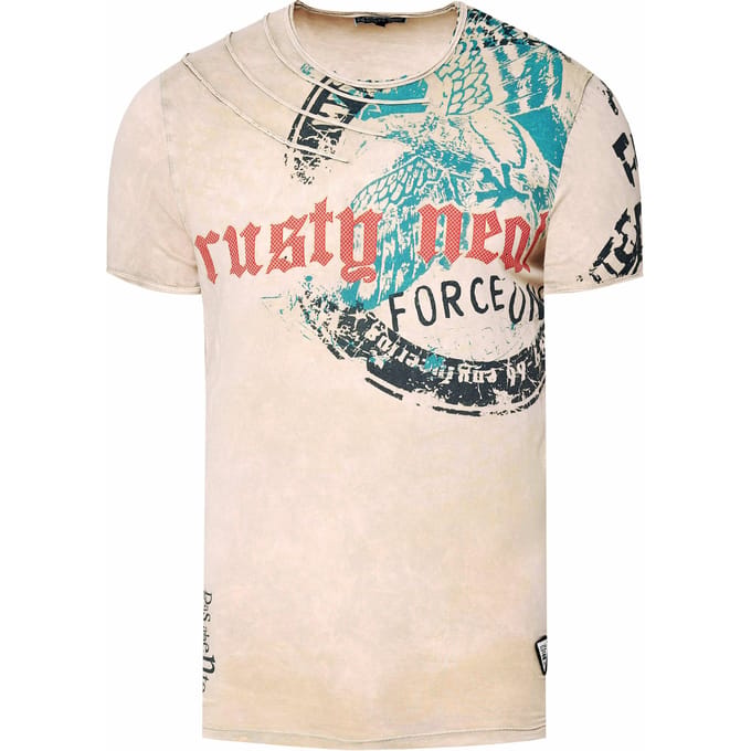 gewassen T-shirt met adelaarprint