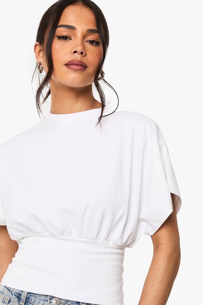 boohoo Dames Fitted Waist T-shirt | Wit | Maat: 42