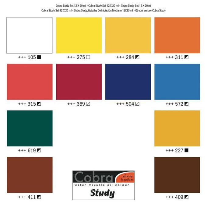 Olieverf - Starterset - Watervermengbaar - Cobra Study - 12x20ml