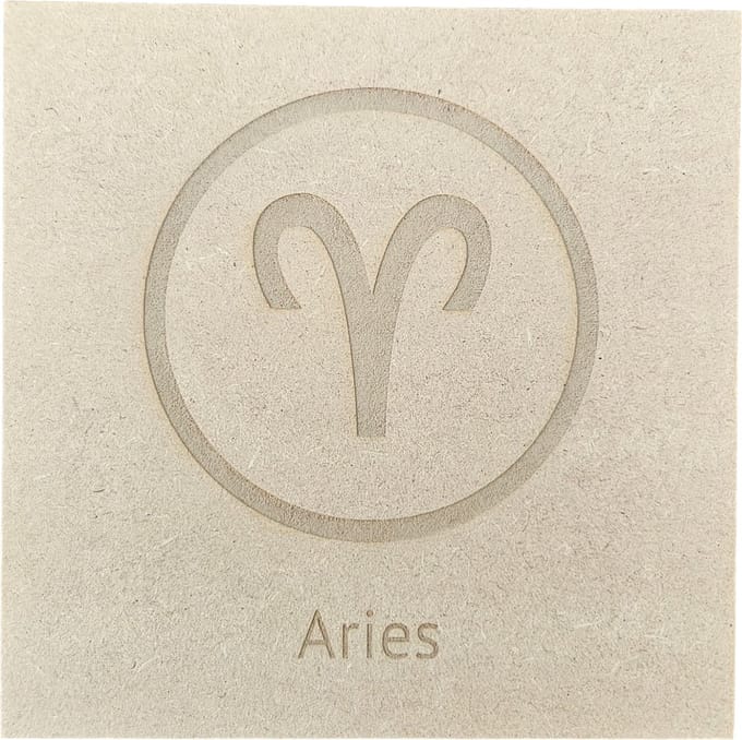 MGM Trading - Horoscoop - Ram - Aries - 3mm MDF - 13,5 bij 13,5 cm - Laser gegraveerd